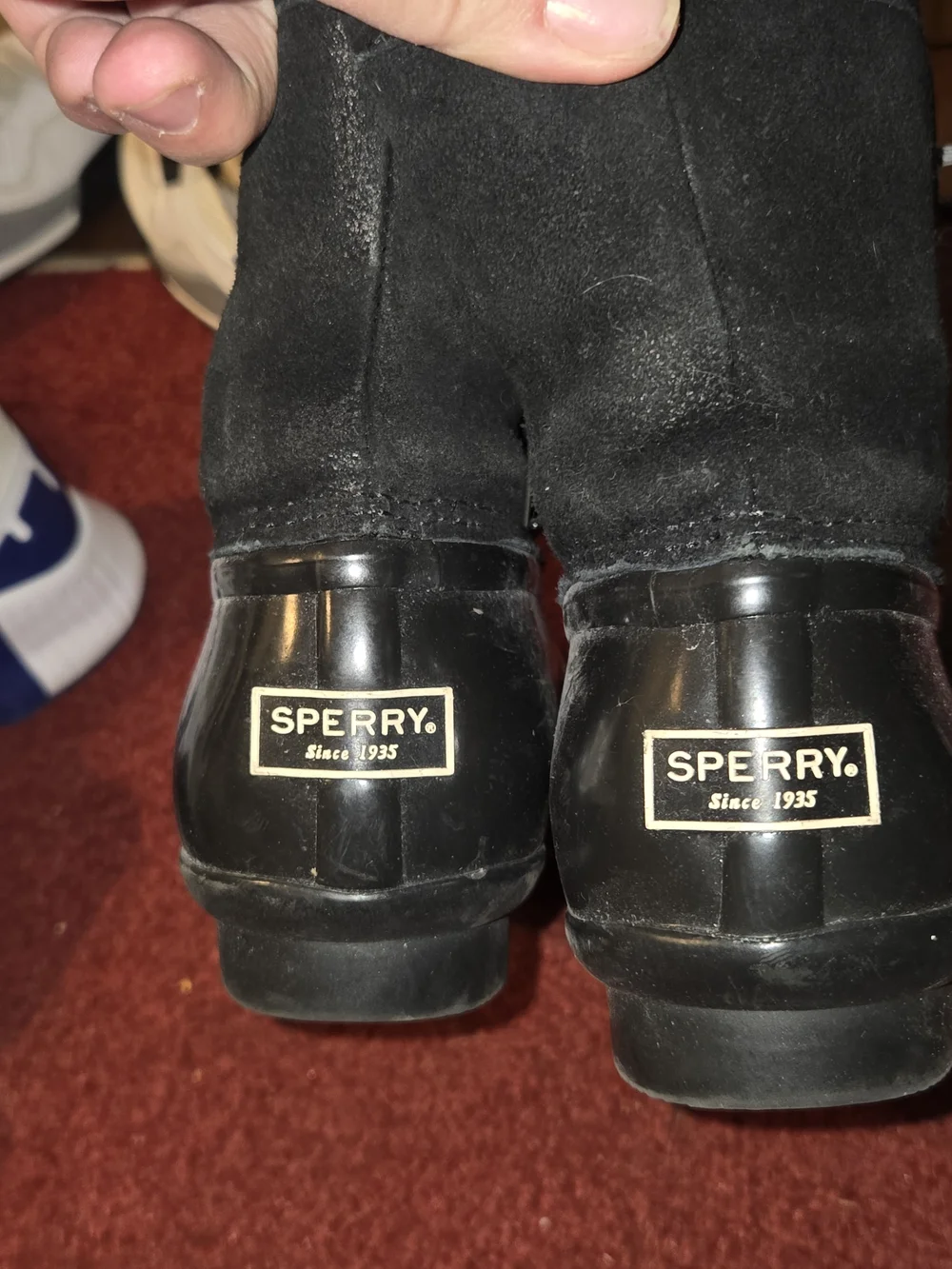 Sperry Saltwater Black Wool Rubber Duck Boots Rain Boots Women's Size 7M